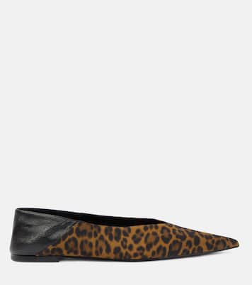 Nour leopard-print leather-trimmed mules | Saint Laurent