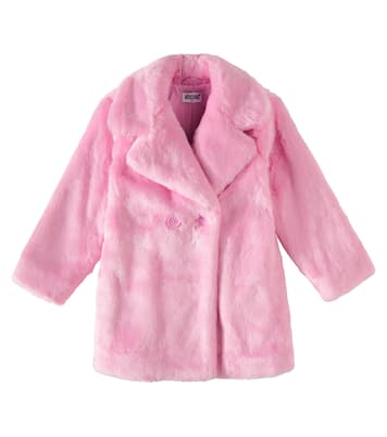 Logo faux fur coat | Moschino Kids