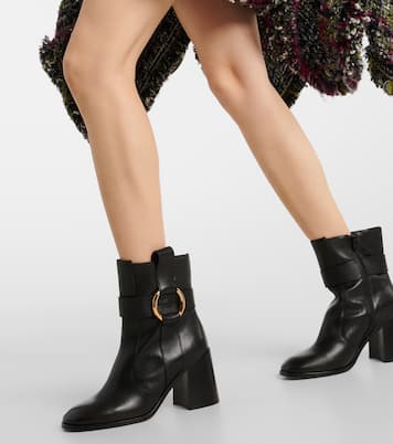 Zelda 90 leather ankle boots in black - See By Chloe | Mytheresa