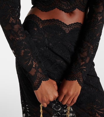 Top raccourci en dentelle à fleurs | Rabanne