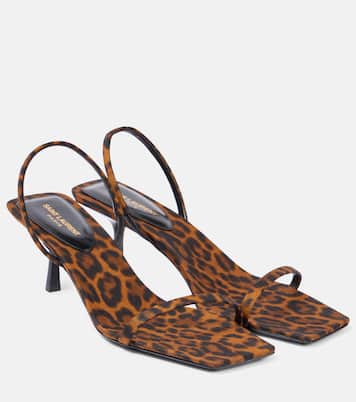 Jaspe 55 leopard-print grosgrain sandals | Saint Laurent