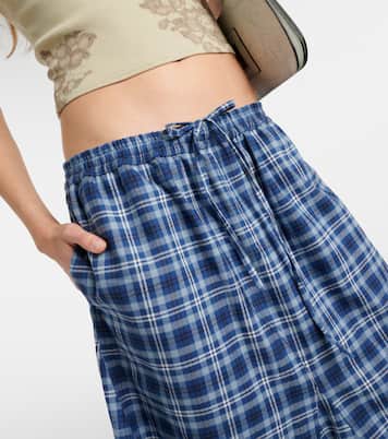 Checked mid-rise cotton maxi skirt | Acne Studios