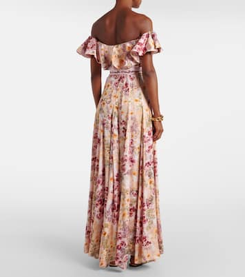Vestido largo floral con volante | Agua by Agua Bendita