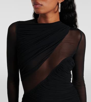 Abito corto in mesh con balze | David Koma