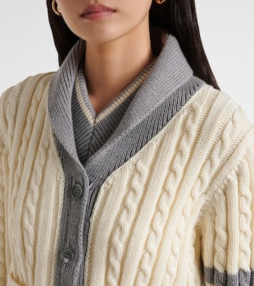 Cardigan 4-Bar in lana a trecce | Thom Browne