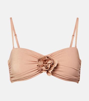 Everley floral-appliqué lamé bikini top | Zimmermann
