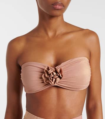 Everley floral-appliqué lamé bikini top | Zimmermann