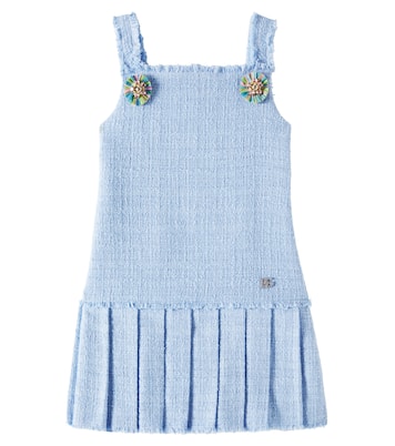 Vestido de mezcla de algodón y tweed | Dolce&Gabbana Kids