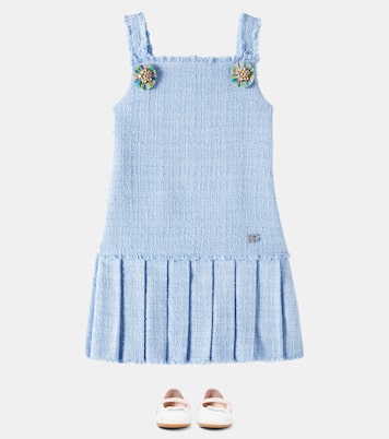 Vestido de mezcla de algodón y tweed | Dolce&Gabbana Kids
