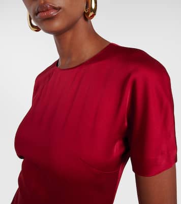 Gathered satin midi dress | Victoria Beckham
