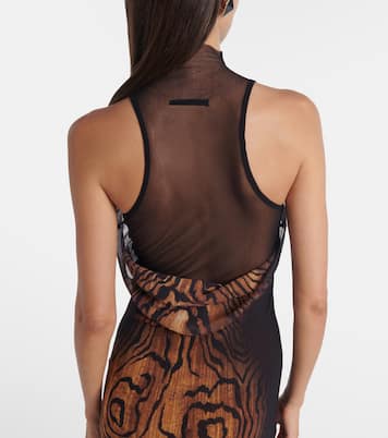 Wood printed mesh maxi dress | Jean Paul Gaultier