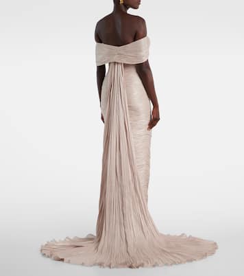 Off-shoulder pleated bustier gown | Marmar Halim