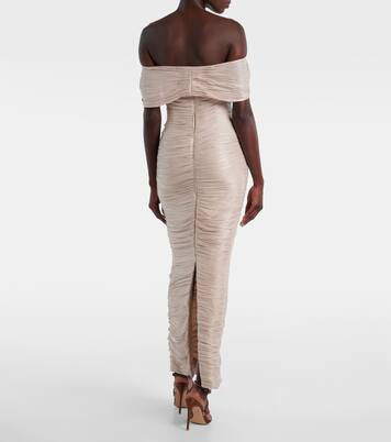 Off-shoulder pleated bustier gown | Marmar Halim