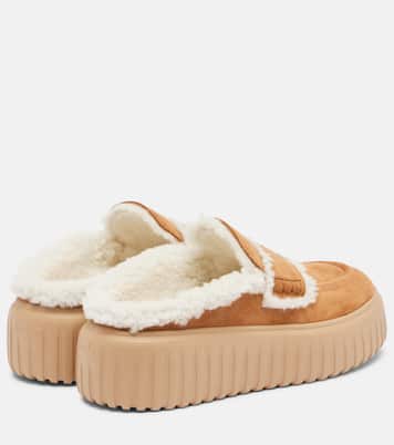 Slippers aus Veloursleder mit Shearling | Hogan