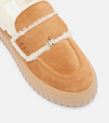 Slippers aus Veloursleder mit Shearling | Hogan