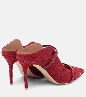 Maureen 85 leather-trimmed lace mules | Malone Souliers