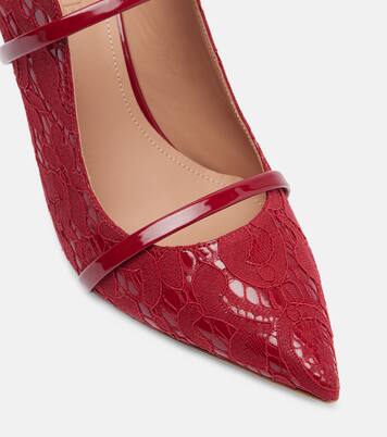 Maureen 85 leather-trimmed lace mules | Malone Souliers