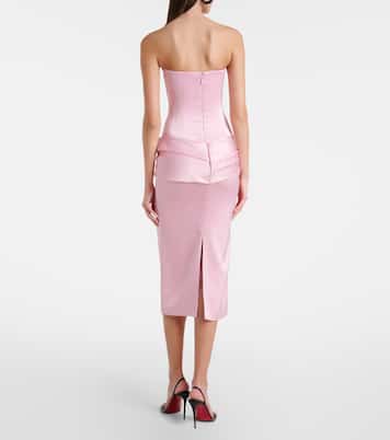 Draped satin crêpe bustier dress | Alex Perry