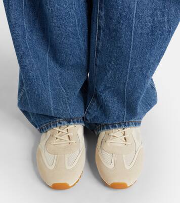 Field suede and leather-trimmed sneakers | Tory Burch