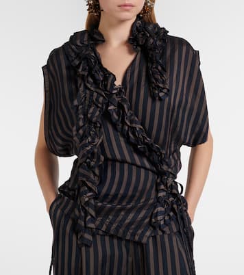 Ruffled striped top | Dries Van Noten
