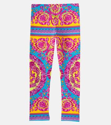 Electric Barocco cotton-blend jersey leggings | Versace Kids