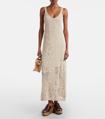 Dazzling Water Lillies knitted midi dress | Brunello Cucinelli