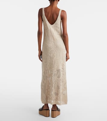 Dazzling Water Lillies knitted midi dress | Brunello Cucinelli