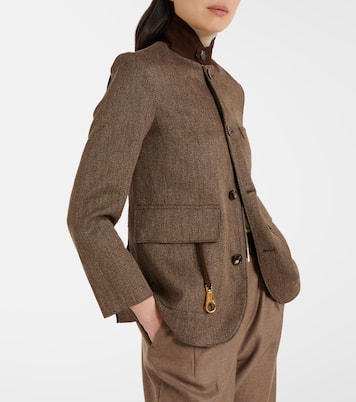 Suede-trimmed linen jacket | Loro Piana