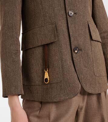 Suede-trimmed linen jacket | Loro Piana