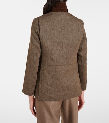 Suede-trimmed linen jacket | Loro Piana