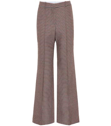 Pantaloni flared a quadri in lana | Victoria Beckham