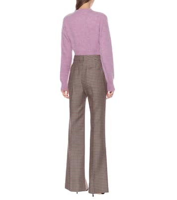 Pantaloni flared a quadri in lana | Victoria Beckham
