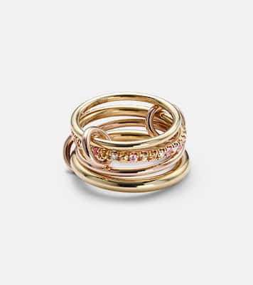 Nimbus 18kt gold and rose gold linked rings with sapphires and diamonds | Spinelli Kilcollin