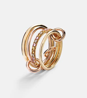 Nimbus 18kt gold and rose gold linked rings with sapphires and diamonds | Spinelli Kilcollin