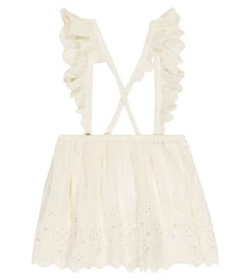 Riola embroidered cotton dungaree dress | Louise Misha