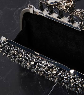 Clutch Knuckle in pelle con cristalli | McQueen