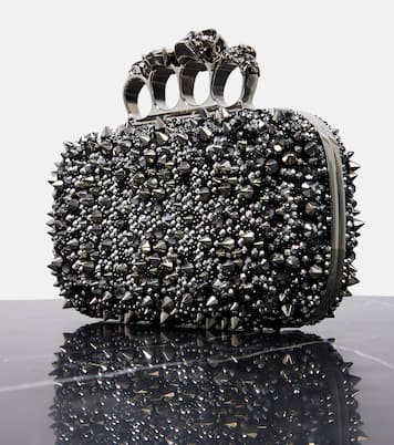 Clutch Knuckle in pelle con cristalli | McQueen