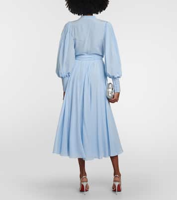 Draped silk midi dress | Costarellos