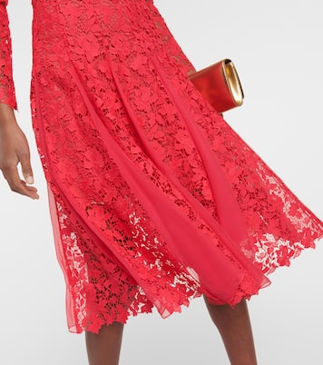 Robe midi en guipure à fleurs | Oscar de la Renta