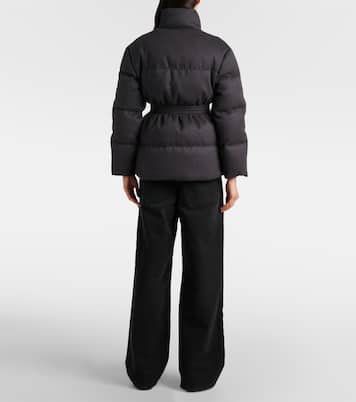 Daunenjacke aus Schurwolle mit Leder | Prada