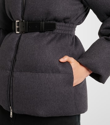 Daunenjacke aus Schurwolle mit Leder | Prada