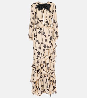 Ruffled floral silk georgette gown | Johanna Ortiz