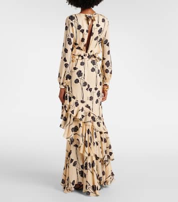 Ruffled floral silk georgette gown | Johanna Ortiz