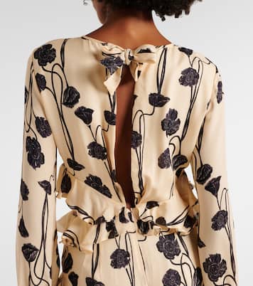 Ruffled floral silk georgette gown | Johanna Ortiz