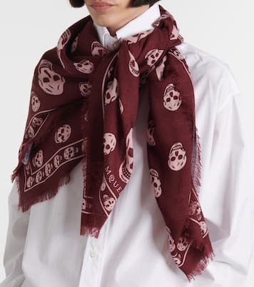 Foulard Skull in seta con frange | McQueen