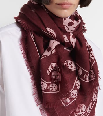 Foulard Skull in seta con frange | McQueen