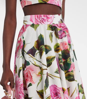 Falda midi de algodón floral | Dolce&Gabbana