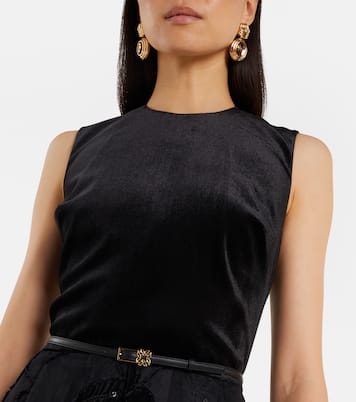 Embroidered tulle and velvet midi dress | Elie Saab