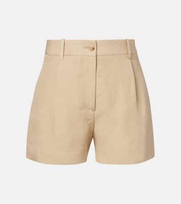 Pleated high-rise linen and silk shorts | Nili Lotan
