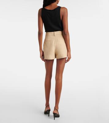 Pleated high-rise linen and silk shorts | Nili Lotan